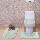 Maxbell Non-Slip Flamingo Print Bathroom Pedestal Lid Mat Toilet Rug Set 5