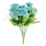 Maxbell 2 Piece Artificial Silk Rose Flower Bouquet Plant Wedding Decor Blue