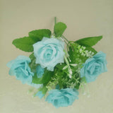 Maxbell 2 Piece Artificial Silk Rose Flower Bouquet Plant Wedding Decor Blue