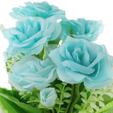 Maxbell 2 Piece Artificial Silk Rose Flower Bouquet Plant Wedding Decor Blue