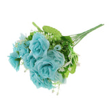 Maxbell 2 Piece Artificial Silk Rose Flower Bouquet Plant Wedding Decor Blue
