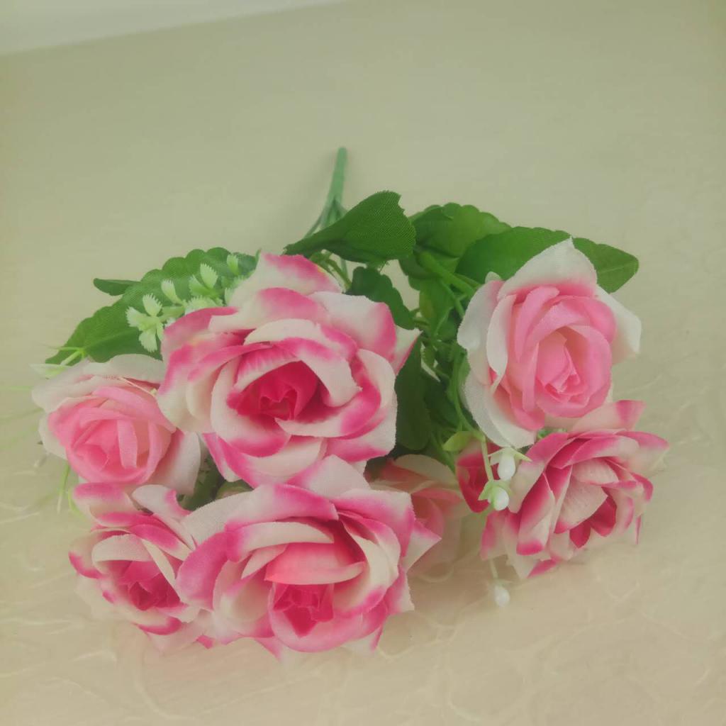 Maxbell 2 Piece Artificial Silk Rose Flower Bouquet Plant Wedding Decor Rose Red
