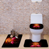 Maxbell Non-Slip Flamingo Print Bathroom Pedestal Lid Mat Toilet Rug Set 2