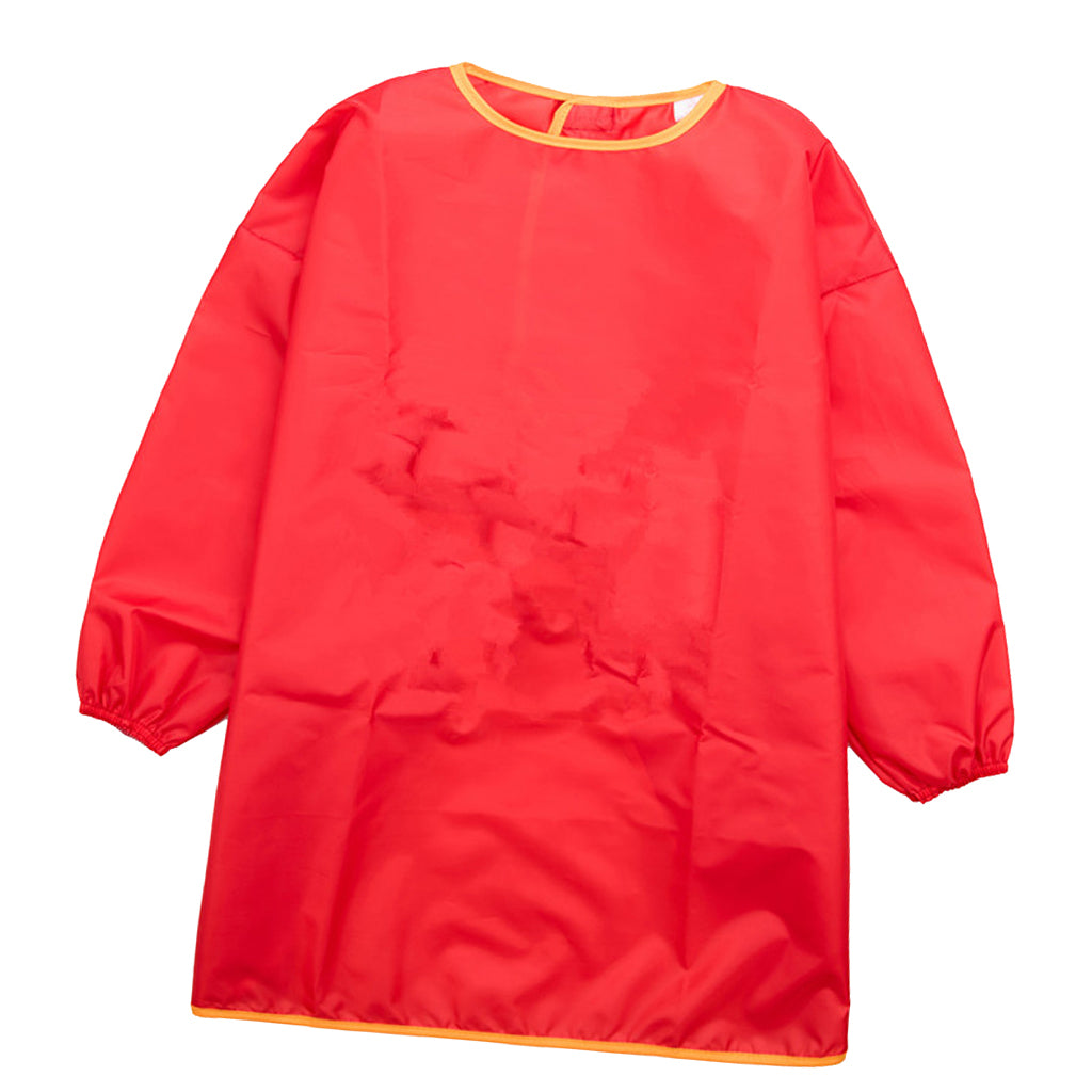 Maxbell Children Kids Long Sleeve Apron Drawing Painting Waterproof Smock Red S