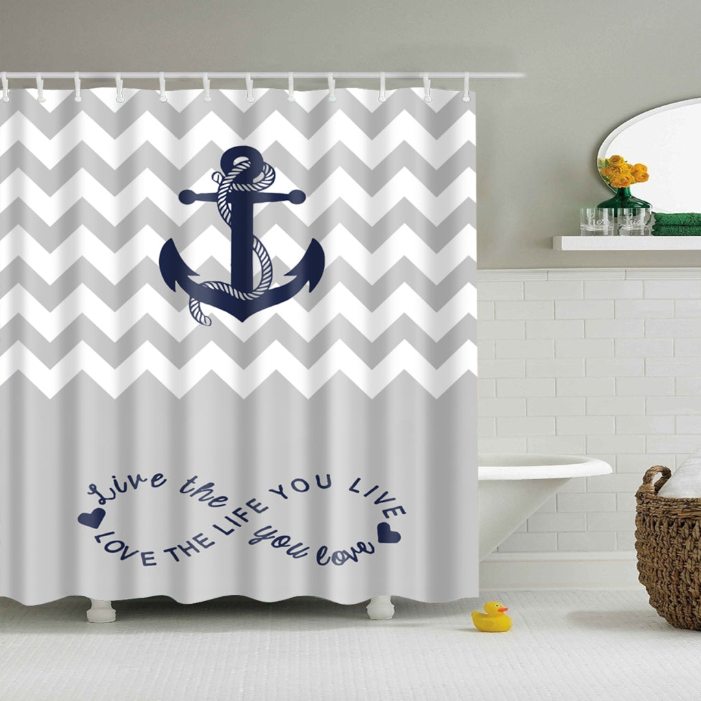 Maxbell 180*180 Shower Curtains Waterproof Mildew Resistant Creative Prints Nautical