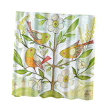 Maxbell Shower Curtain Bathroom Polyester Panel with 12 Hooks Set Bird & Flower