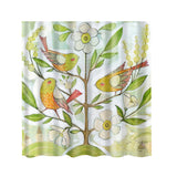 Maxbell Shower Curtain Bathroom Polyester Panel with 12 Hooks Set Bird & Flower