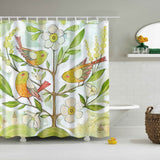 Maxbell Shower Curtain Bathroom Polyester Panel with 12 Hooks Set Bird & Flower