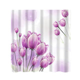 Maxbell Shower Curtain Bathroom Polyester Panel with 12 Hooks Set Purple Tulip