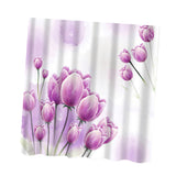 Maxbell Shower Curtain Bathroom Polyester Panel with 12 Hooks Set Purple Tulip