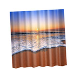 Maxbell Shower Curtain Bathroom Polyester Panel with 12 Hooks Set Sea Sunset