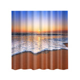 Maxbell Shower Curtain Bathroom Polyester Panel with 12 Hooks Set Sea Sunset