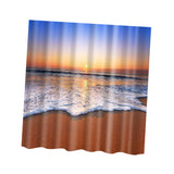 Maxbell Shower Curtain Bathroom Polyester Panel with 12 Hooks Set Sea Sunset