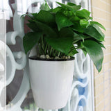 Maxbell Garden Self-watering Plant Flower Pot Wall Hanging Plastic Planter S white