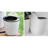 Maxbell Garden Self-watering Plant Flower Pot Wall Hanging Plastic Planter S white