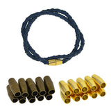 Maxbell 10 Set Jewelry Findings Leather Cord End Magnetic Clasp Hole Size 4mm gold