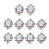 Maxbell 10pcs Oval Flatback Acrylic Crystal Rhinestone Button DIY Craft Sliver AB