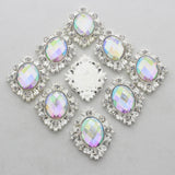 Maxbell 10pcs Oval Flatback Acrylic Crystal Rhinestone Button DIY Craft Sliver AB