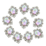 Maxbell 10pcs Oval Flatback Acrylic Crystal Rhinestone Button DIY Craft Sliver AB
