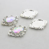 Maxbell 10pcs Oval Flatback Acrylic Crystal Rhinestone Button DIY Craft Sliver AB