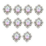Maxbell 10pcs Oval Flatback Acrylic Crystal Rhinestone Button DIY Craft Sliver AB