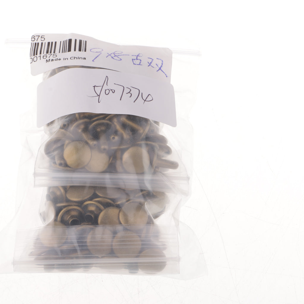 Maxbell 100 Pieces Leather Repair Double Cap Rapid Rivets 9mmx5mm, 9mmx8mm Bronze