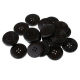 Maxbell 20pcs Round 4 Holes Wood Wooden Buttons for DIY Sewing Scrapbooking Black