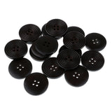 Maxbell 20pcs Round 4 Holes Wood Wooden Buttons for DIY Sewing Scrapbooking Black