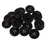 Maxbell 20pcs Round 4 Holes Wood Wooden Buttons for DIY Sewing Scrapbooking Black