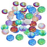 Maxbell 50 Pieces Resin Flatback Fish /Snake Scale Cabochon for Jewelry Making 10mm  Multi-Color AB