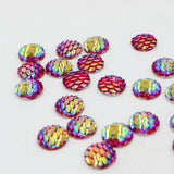 Maxbell 50 Pieces Resin Flatback Fish /Snake Scale Cabochon for Jewelry Making 10mm  Multi-Color AB