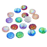 Maxbell 50 Pieces Resin Flatback Fish /Snake Scale Cabochon for Jewelry Making 10mm  Multi-Color AB