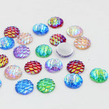 Maxbell 50 Pieces Resin Flatback Fish /Snake Scale Cabochon for Jewelry Making 10mm  Multi-Color AB