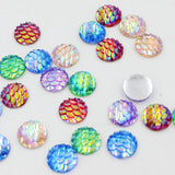 Maxbell 50 Pieces Resin Flatback Fish /Snake Scale Cabochon for Jewelry Making 10mm  Multi-Color AB