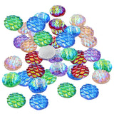 Maxbell 50 Pieces Resin Flatback Fish /Snake Scale Cabochon for Jewelry Making 10mm  Multi-Color AB