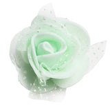 Maxbell 50 Pieces Artificial Foam Mesh Rose Flower Heads for Wedding 4cm Light green