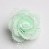 Maxbell 50 Pieces Artificial Foam Mesh Rose Flower Heads for Wedding 4cm Light green