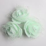 Maxbell 50 Pieces Artificial Foam Mesh Rose Flower Heads for Wedding 4cm Light green