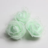 Maxbell 50 Pieces Artificial Foam Mesh Rose Flower Heads for Wedding 4cm Light green