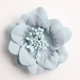 Maxbell 10 Pieces Camellia Flower Heads for DIY Hair Acessories 4.5cm Light blue