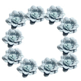 Maxbell 10 Pieces Camellia Flower Heads for DIY Hair Acessories 4.5cm Light blue