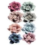 Maxbell 10 Pieces Camellia Flower Heads for DIY Hair Acessories 4.5cm Light blue