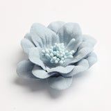 Maxbell 10 Pieces Camellia Flower Heads for DIY Hair Acessories 4.5cm Light blue