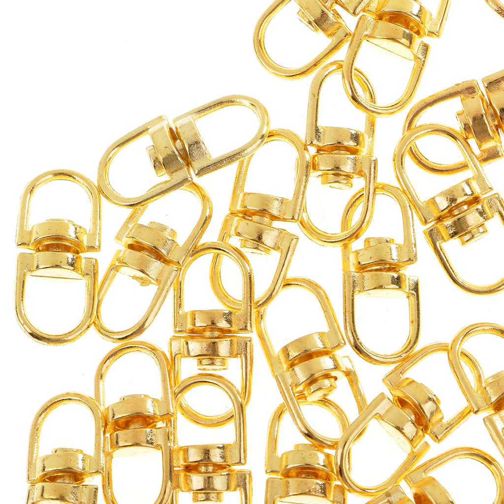 Maxbell 50 Pieces Swivel Key Ring Connectors Two Ended Key Chain Links 19mm gold