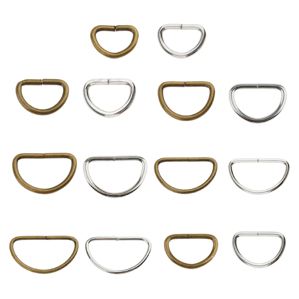 Maxbell 100 Pieces Alloy DIY D Dee Rings for Webbing Strapping 12x8x1.8m Bronze