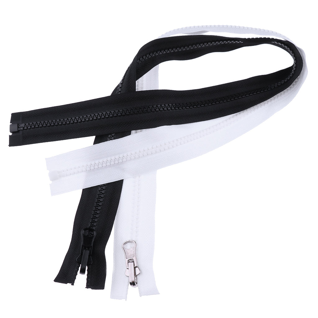 Maxbell 10pcs Double-sided Zipper Large Resin Teeth 2 Way Open Black/White 60x3.2 cm