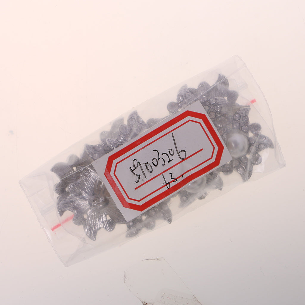 Maxbell 10 Pieces Windmill Crystal Pearl Shank Buttons for Sewing Craft Silver 30mm