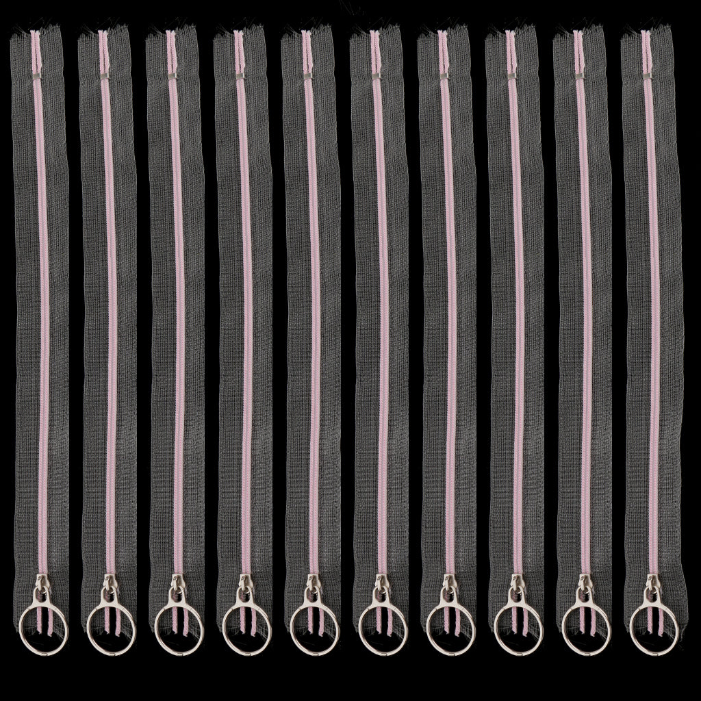 Maxbell 10pcs 3# Nylon Dress Zippers Transparent 25cm Length Close End Zip Pink
