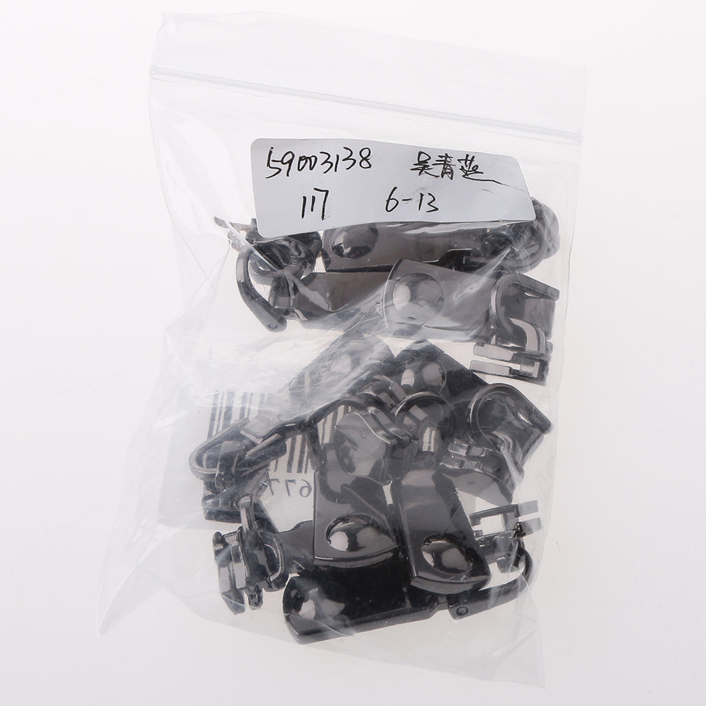 Maxbell 10 Pieces #5 Metal Zipper Slider Head Replacement Repair Kit Fixer Black