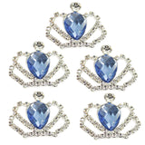 Maxbell 5 Pieces Crown Shape Crystal Wedding Flatback Embellishment Light blue